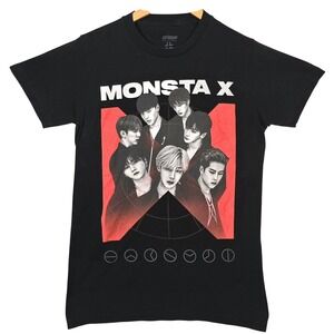 MONSTA X T Shirt K-Pop‎ Men's Size L Black Starship Korean Dual Sided Graphics